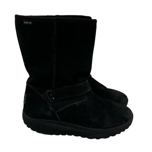 Skechers Shape-Ups‎ Black Suede Tall Boots Women's 8 Winter Snow Outdoor - Picture 2 of 9